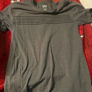 Lee Charcoal Tee with Horizontal Stripes